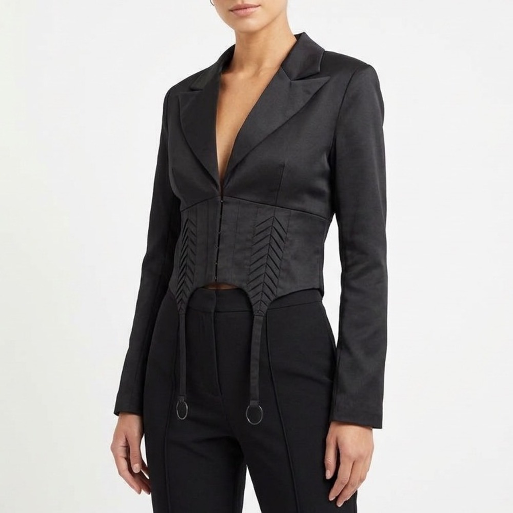 Naked Wardrobe Black Cropped‎ Garter Strap Blazer Jacket NWSP20-J6 Mens Size M